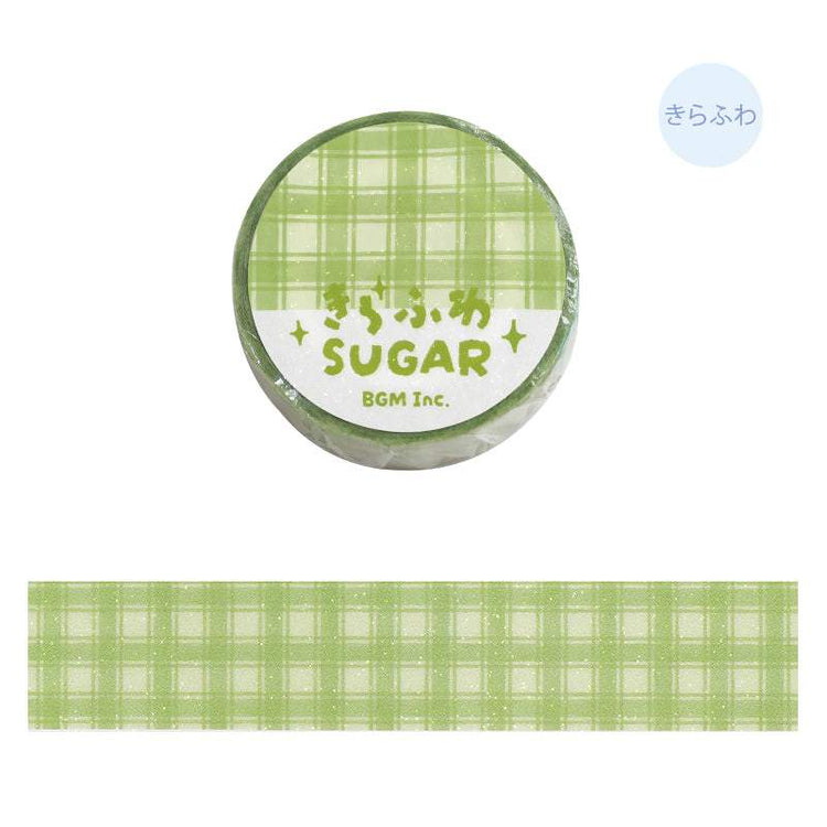 BGM Kira Fuwa Sugar Masking Tape - Check Green Tea