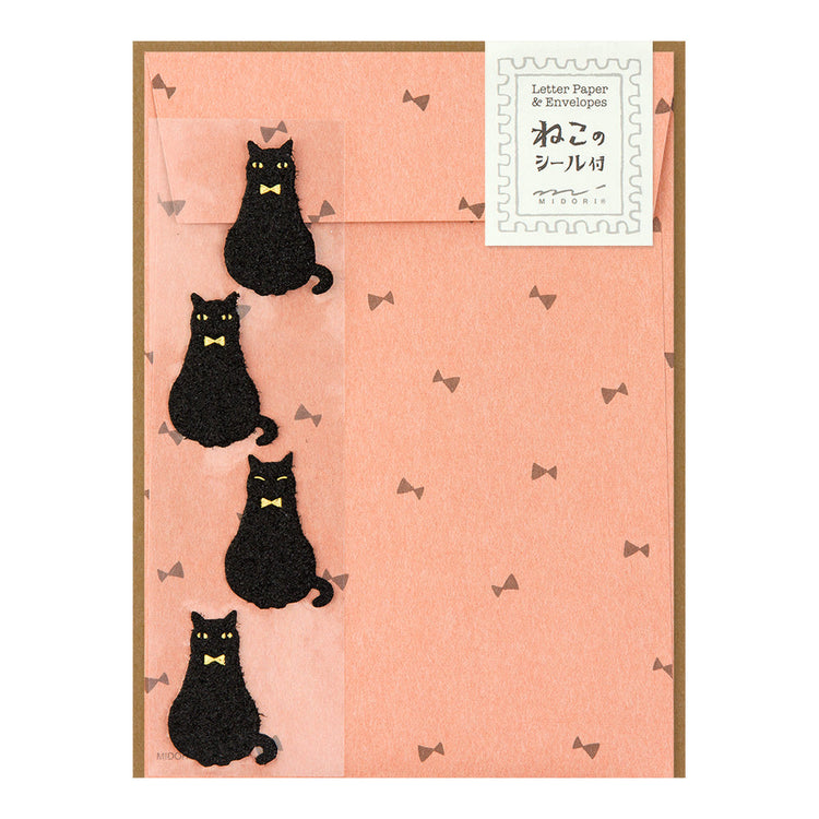 Midori Letter Set With Black Cat Stickers