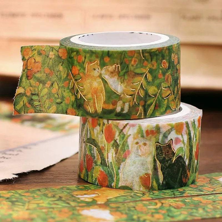 BGM Foil Stamping Masking Tape: Flowers and Cats - Let's Play Together