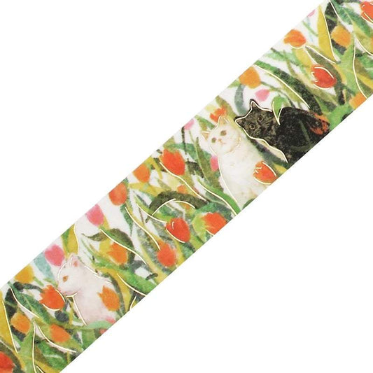 BGM Foil Stamping Masking Tape: Flowers and Cats - Let's Play Together