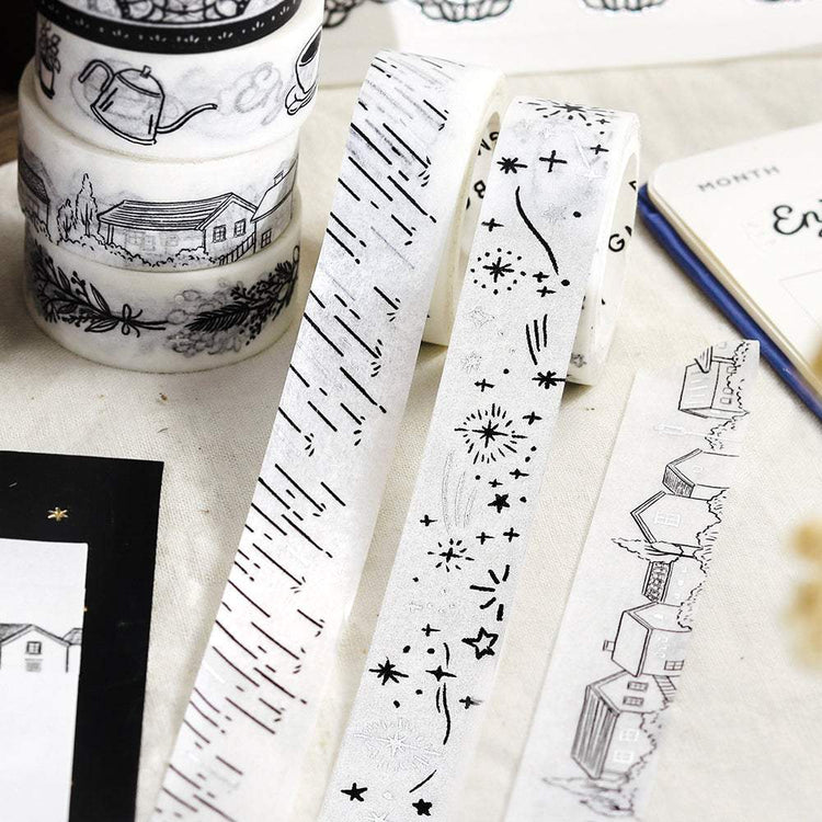 BGM Foil Stamping Masking Tape: Monotone - Starry Sky