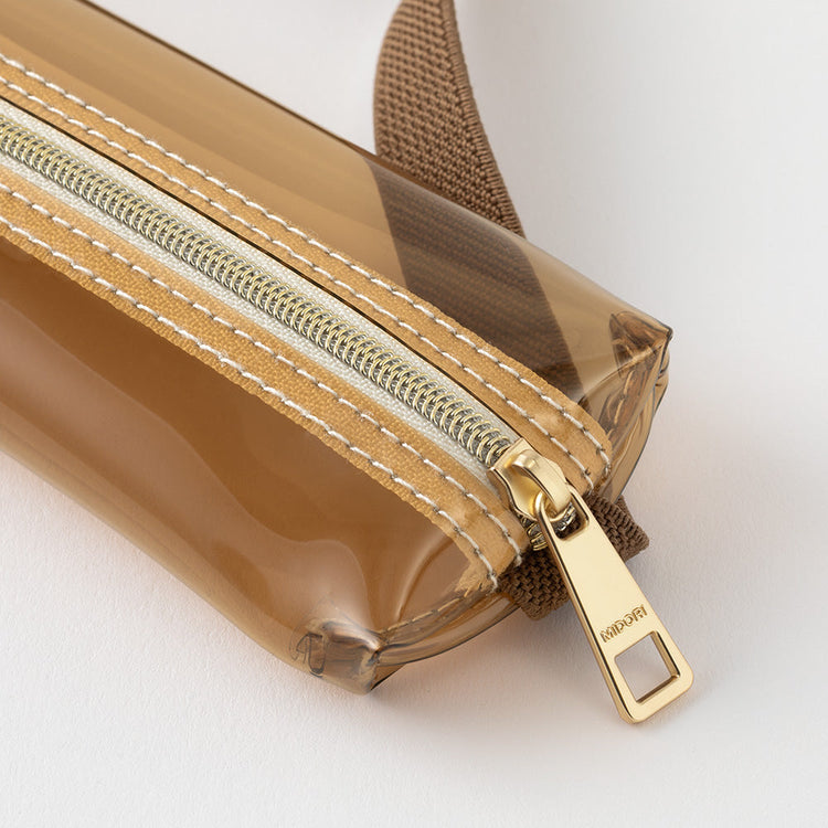 Midori B6 - A5 Book Band Pen Case - Brown Clear × Brown