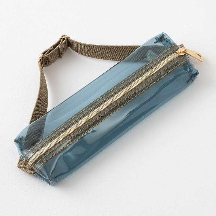 Midori B6 - A5 Book Band Pen Case - Navy Clear × Khaki