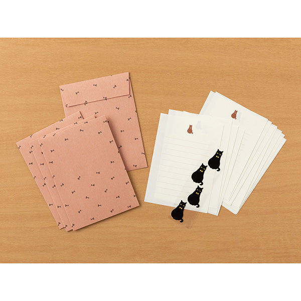 Midori Letter Paper & Envelopes with Stickers 947 Black Cat A
