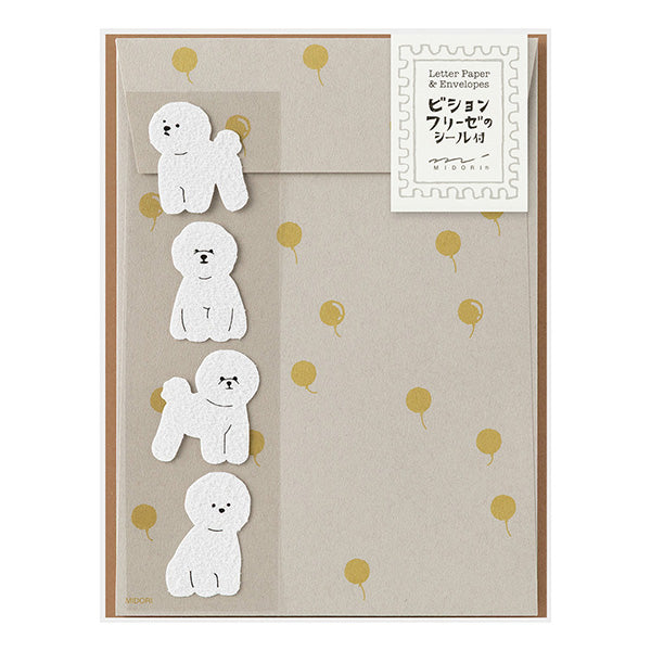Midori Letter Paper & Envelopes with Stickers 949 Bichon Frise