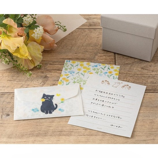 MIDORI Mini Letter Paper & Envelopes with Stickers 943 For You Cat