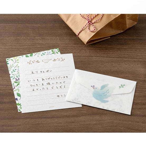 Midori Mini Letter Paper & Envelopes with Stickers 944 For You Bird