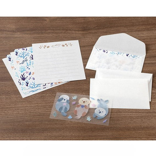 Midori Mini Letter Paper & Envelopes with Stickers 945 For You Sea Otter