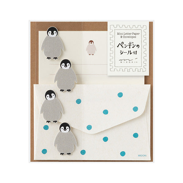 Midori Mini Letter Paper & Envelopes with Stickers 950 Penguin A