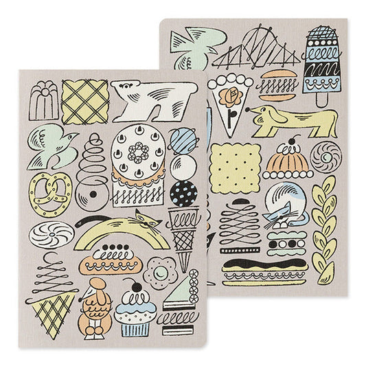 Midori Yuru Log Notebook B6 - Sweets & Animals