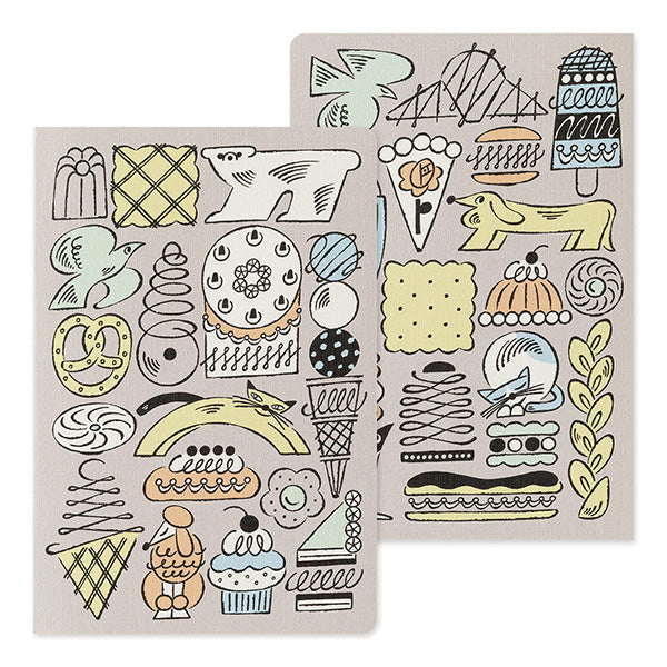 Midori Yuru Log Notebook B6 - Sweets & Animals