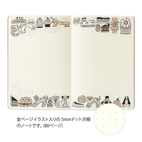 Midori Yuru Log Notebook B6 - Sweets & Animals