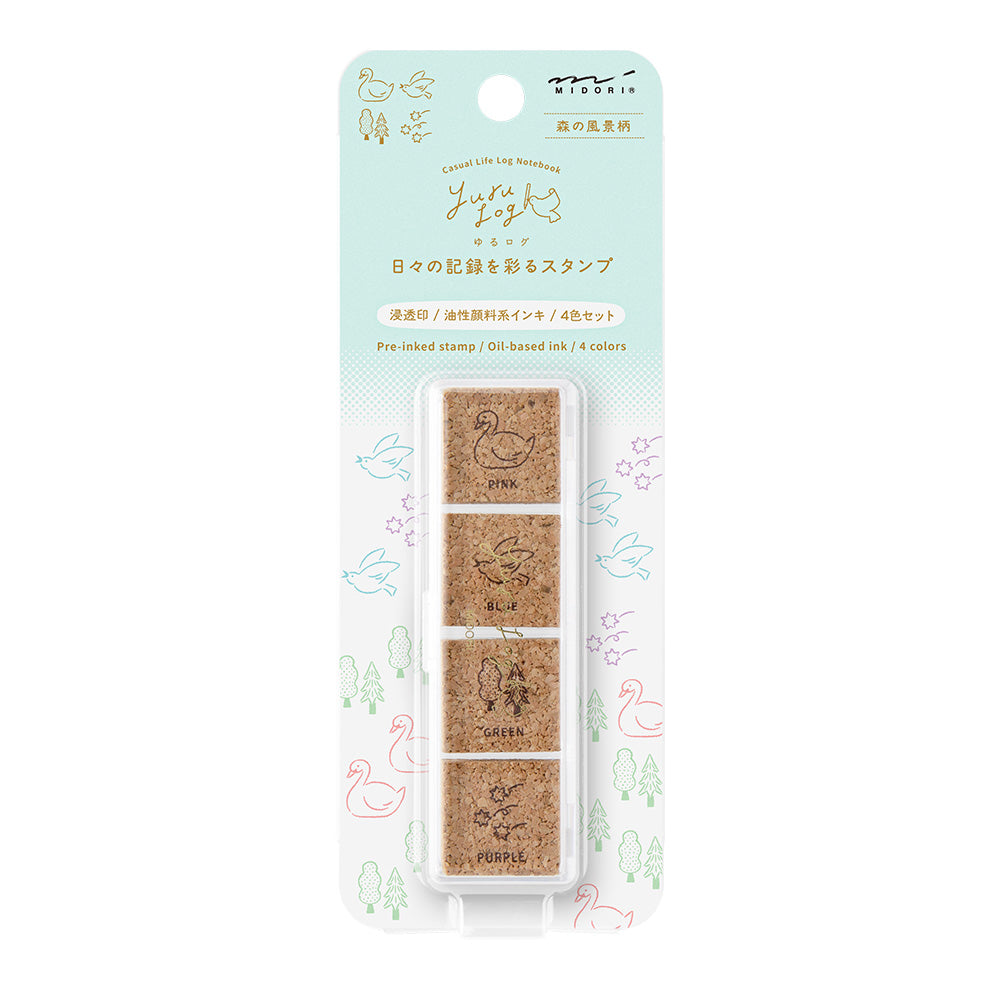Midori Yuru Log Pre-inked Stamp Forest Scenery, Midori, Pre-inked Stamp, Yuru Log, Midori Pre-inked Stamp, WashiWednesday