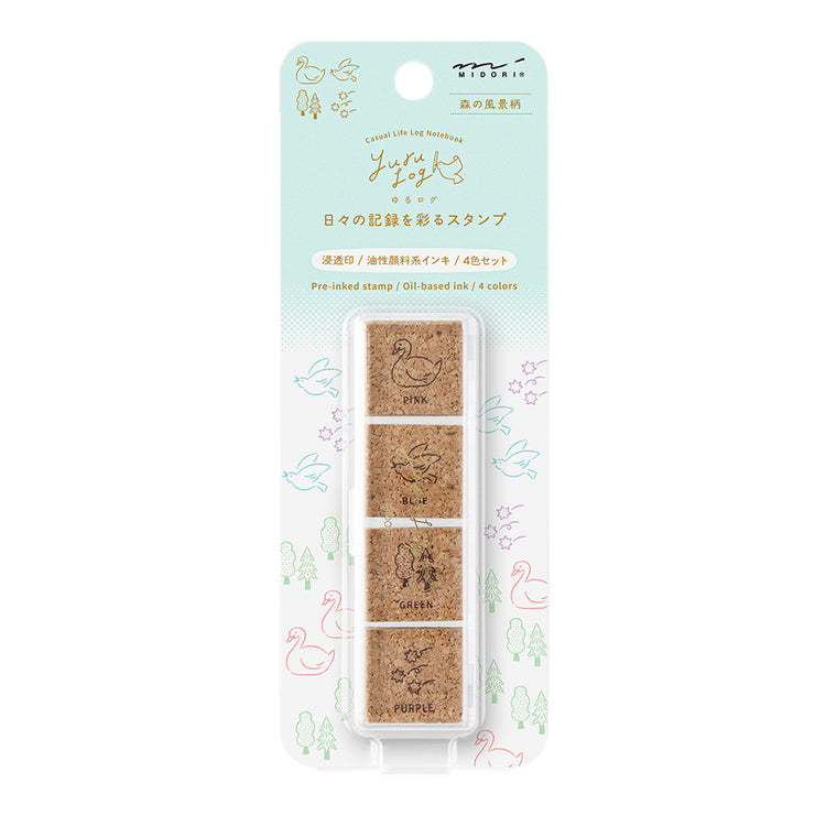 Midori Yuru Log Pre-inked Stamp Forest Scenery, Midori, Pre-inked Stamp, Yuru Log, Midori Pre-inked Stamp, WashiWednesday