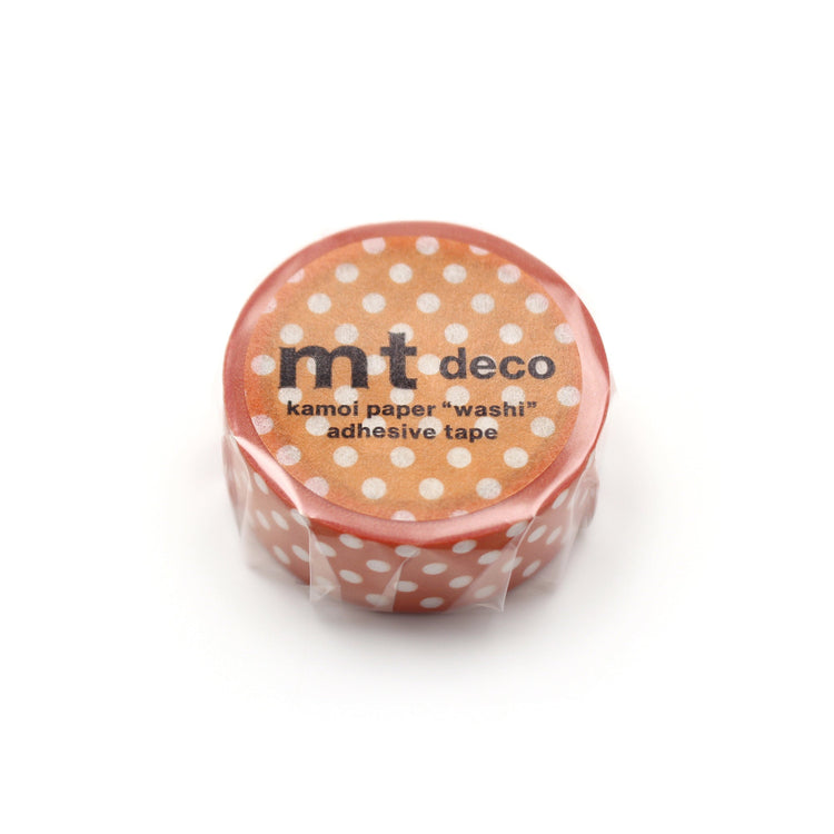 MT 1P Dot Washi Tape Deep Orange – bright orange dotted washi tape roll.