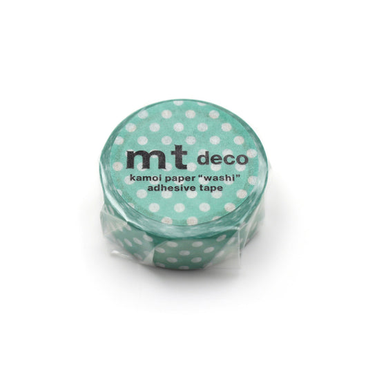 MT 1P Dot Washi Tape Emerald Green – green dotted Japanese washi tape roll.