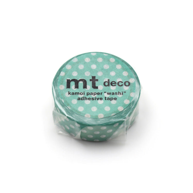 MT 1P Dot Washi Tape Emerald Green – green dotted Japanese washi tape roll.