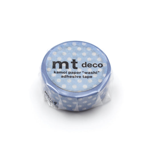 MT 1P Dot Washi Tape in Light Blue Purple – pastel lilac and blue dotted washi tape roll.