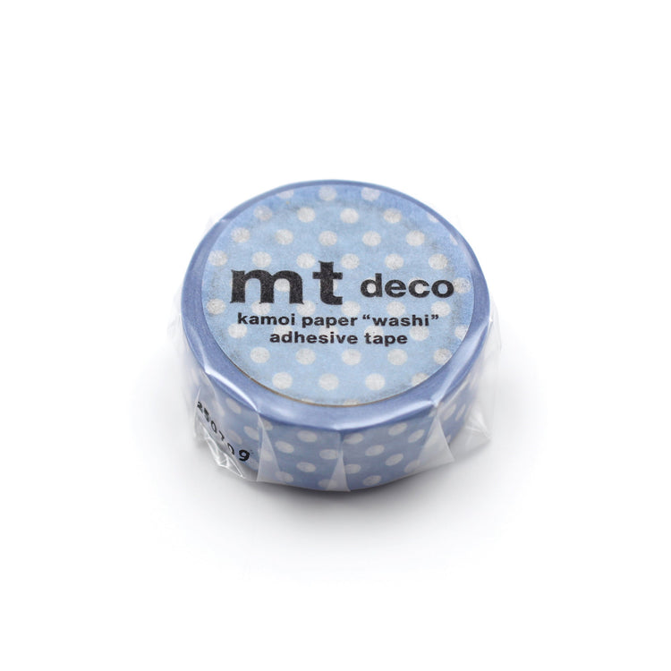MT 1P Dot Washi Tape in Light Blue Purple – pastel lilac and blue dotted washi tape roll.