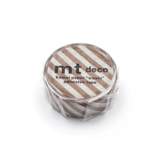 MT 1P Stripe Washi Tape Brown – brown striped Japanese washi tape roll.