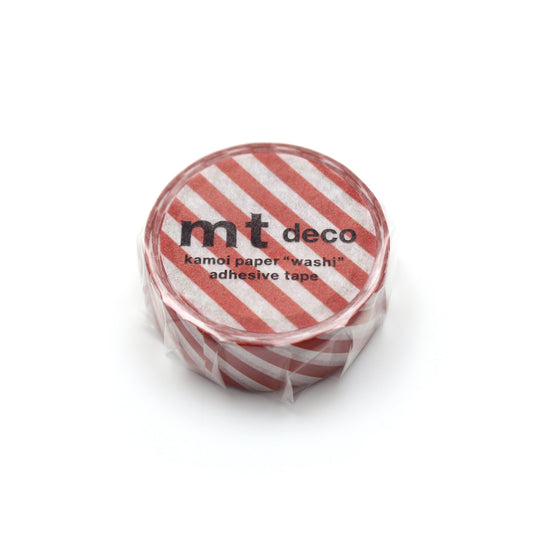 MT 1P Stripe Washi Tape Deep Red – crimson striped Japanese washi tape roll.