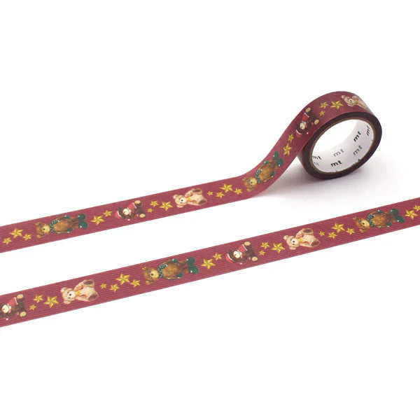 MT Christmas 2025 Washi Tape Christmas Teddy Bear - cute holiday decorative tape featuring adorable festive bears.