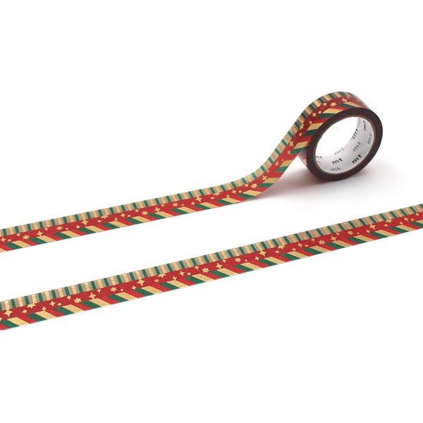 MT Christmas 2025 Washi Tape Happy Color Pattern – colorful festive pattern on 15mm washi tape roll.