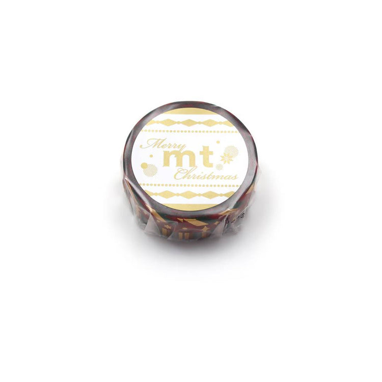 MT Christmas 2025 Washi Tape Happy Color Pattern – colorful festive pattern on 15mm washi tape roll.