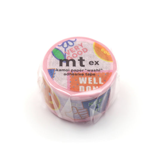MT EX Washi Tape Good Job – colorful 25mm wide Japanese motivational washi tape.