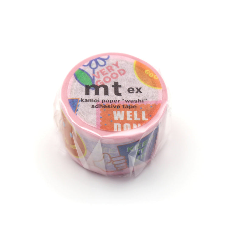 MT EX Washi Tape Good Job – colorful 25mm wide Japanese motivational washi tape.