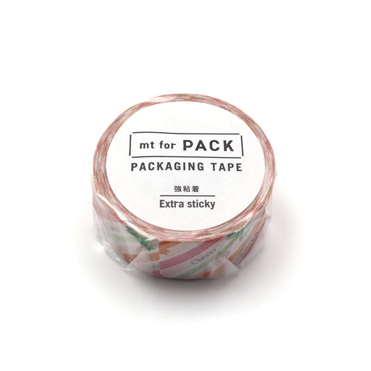 MT For Pack Permanent Tape – Ribbon roll featuring a ribbon-like printed pattern in warm tones, designed for durable packaging and elegant gift wrapping.