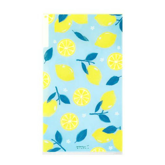 Midori A5 Slim 3 Pockets Clear Folder with Flap - Lemon