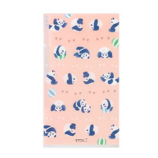 Midori A5 Slim 3 Pockets Clear Folder with Flap - Panda