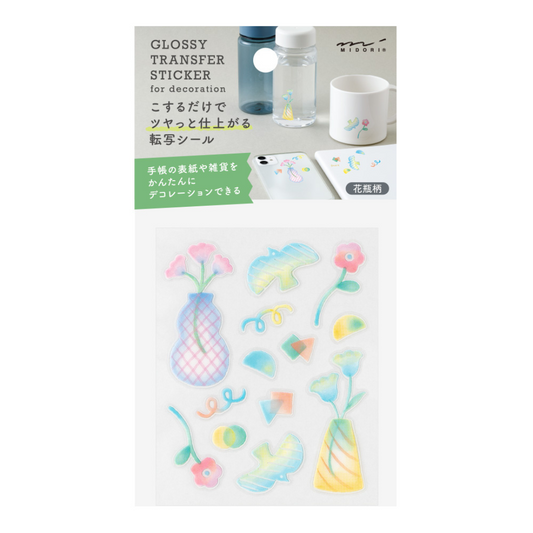 Midori Glossy Transfer Sticker - Flower Vase