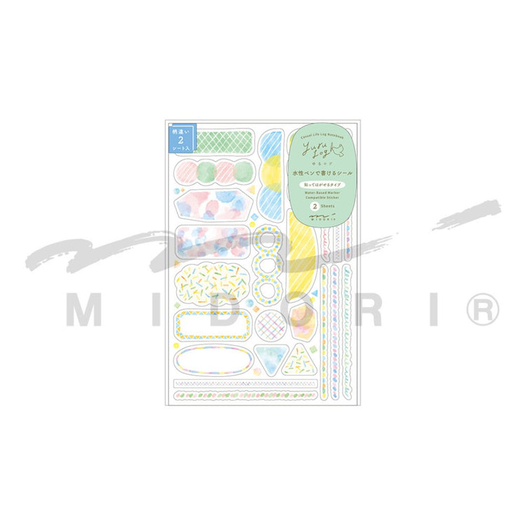 Midori Yuru Log Sticker (2 Sheets) - Watercolor