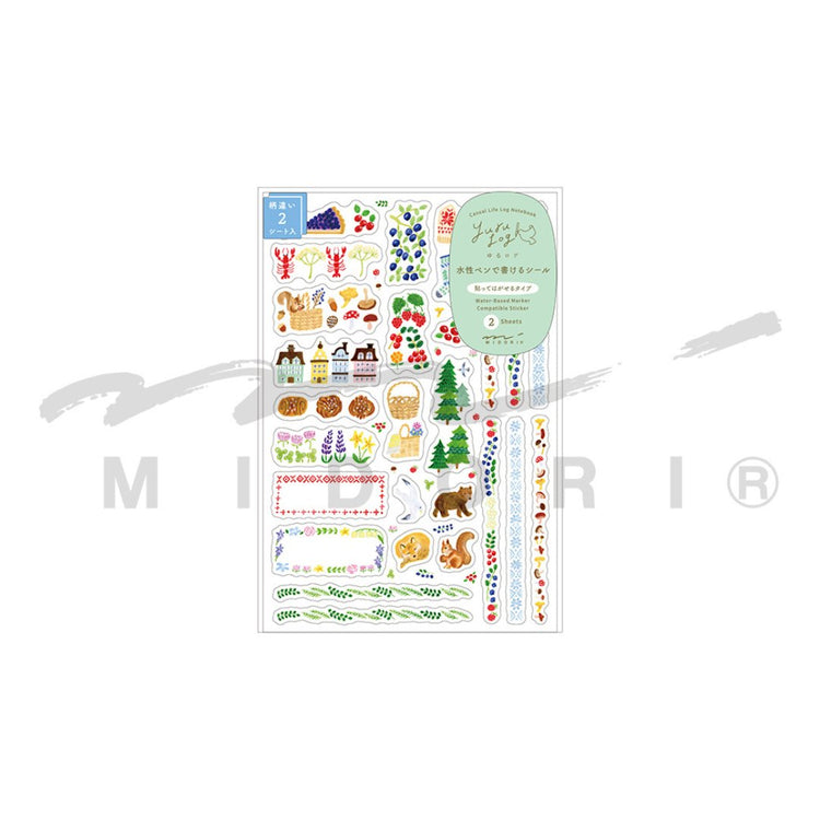 Midori Yuru Log Sticker (2 Sheets) - Scandinavia