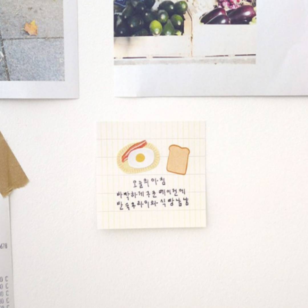 Suatelier Daily Deco Sticker Eggtime sheet featuring hand-drawn eggs, frying pans, and breakfast cooking motifs.