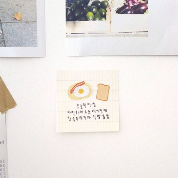 Suatelier Daily Deco Sticker Eggtime sheet featuring hand-drawn eggs, frying pans, and breakfast cooking motifs.