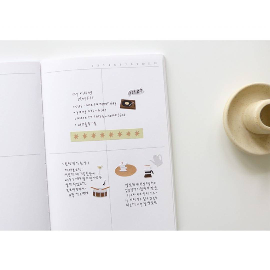 Suatelier Daily Deco Sticker sheet – Jazz Cafe theme with illustrated musical instruments and cozy café items.