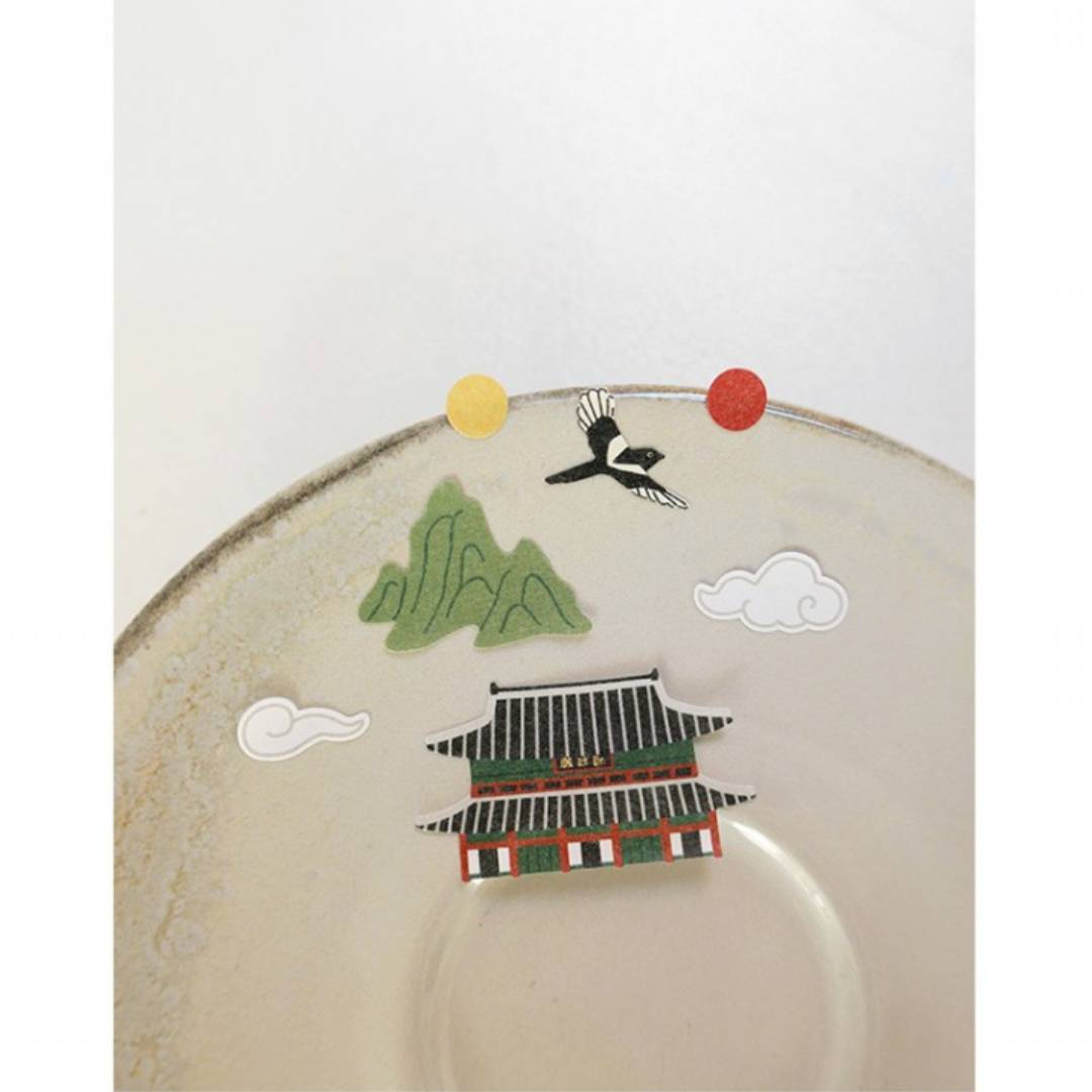 Suatelier Daily Deco Sticker sheet featuring hand-drawn Seoul landmarks, traditional Korean architecture, and cultural icons such as Gyeongbokgung Palace, Korean flag, and hanbok characters.