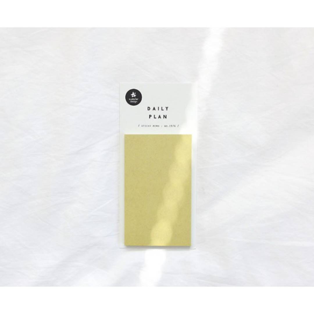 Suatelier Daily Plan .62 Sticky Notes in beige color, minimalist rectangular sticky memo pad with 40 sheets.
