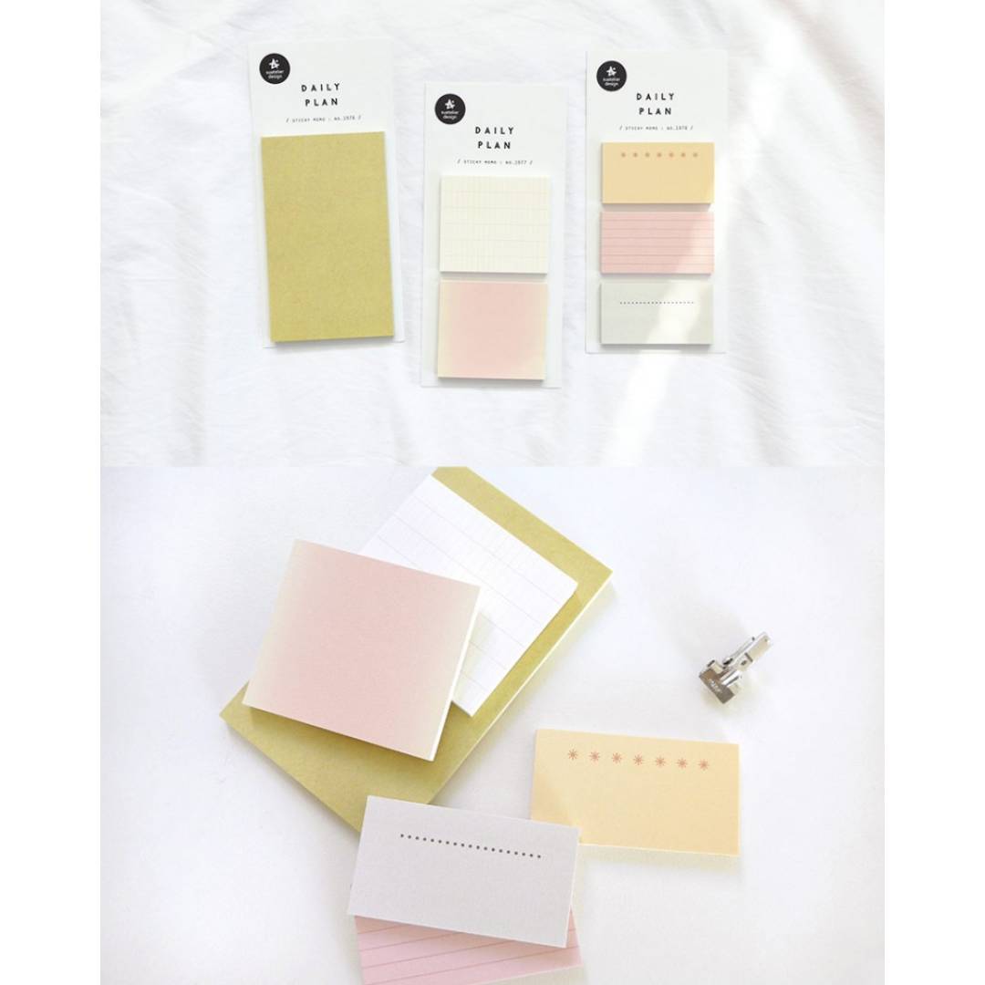 Suatelier Daily Plan .62 Sticky Notes in beige color, minimalist rectangular sticky memo pad with 40 sheets.