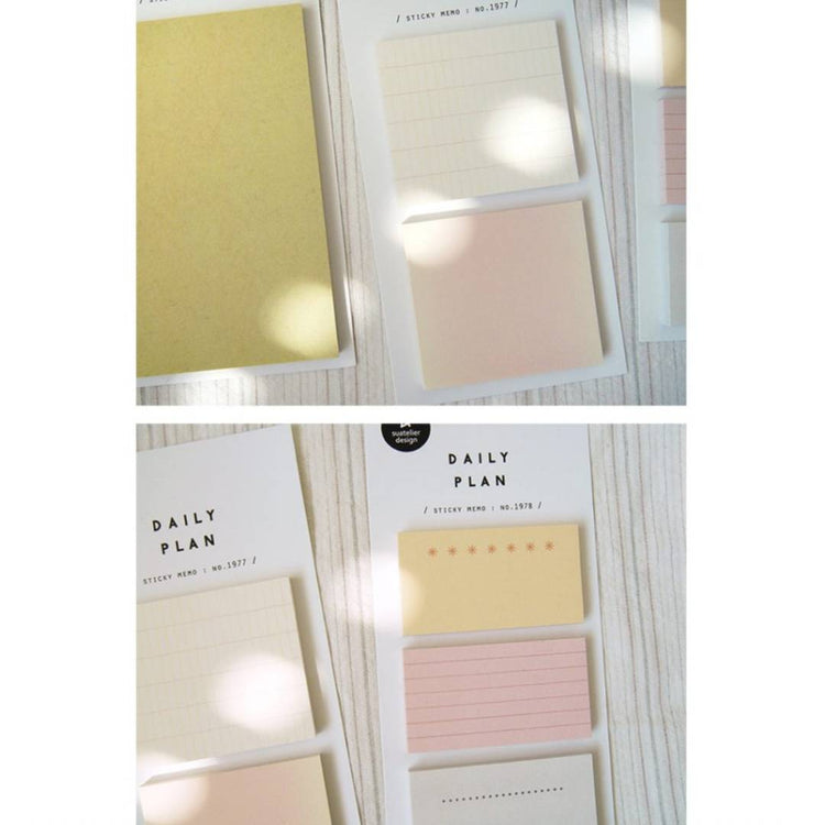 Suatelier Daily Plan .62 Sticky Notes in beige color, minimalist rectangular sticky memo pad with 40 sheets.