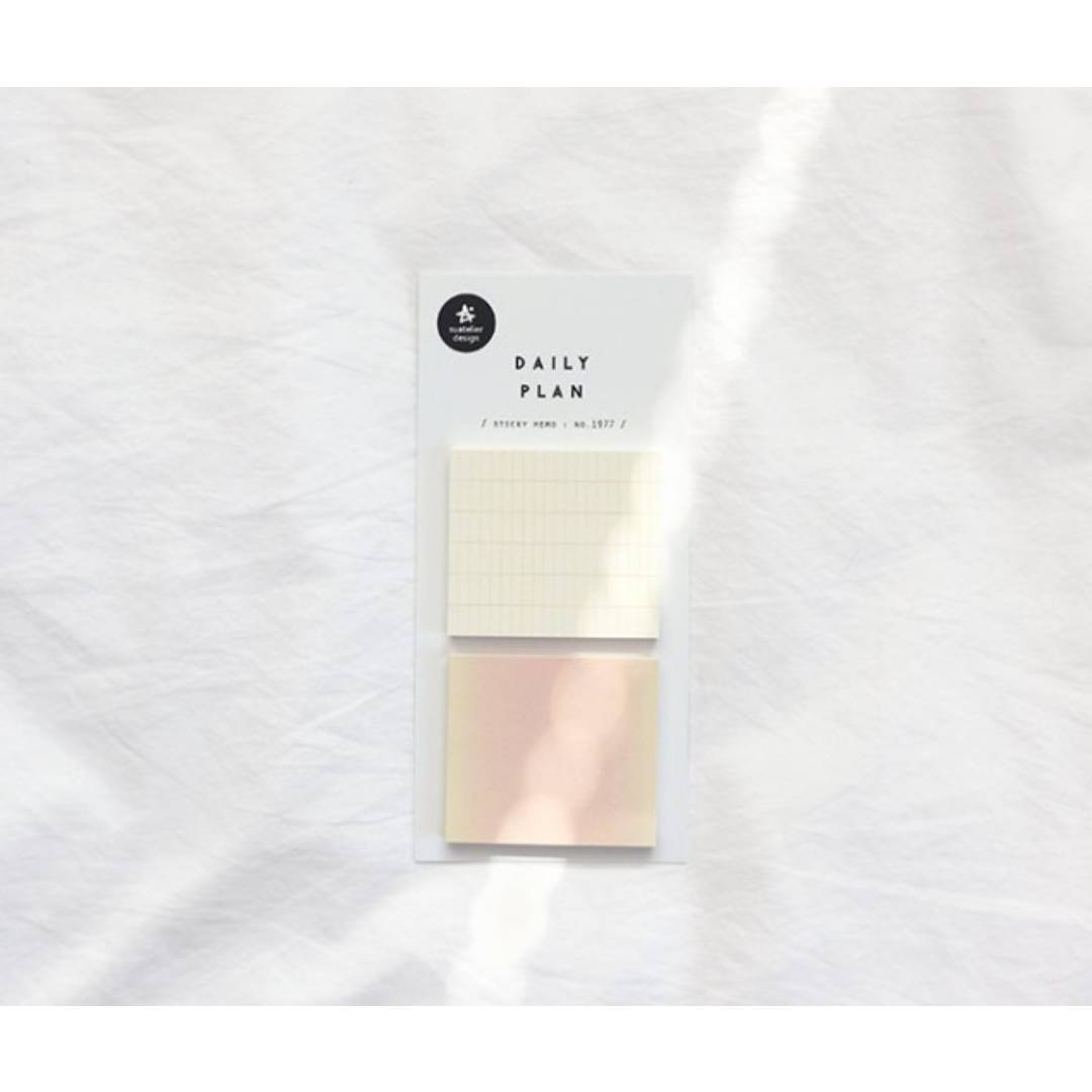 Suatelier Daily Plan.63 Sticky Notes – minimalist square sticky memo pad in neutral tones for planners, journals, and desk organization.