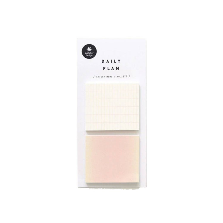 Suatelier Daily Plan.63 Sticky Notes – minimalist square sticky memo pad in neutral tones for planners, journals, and desk organization.