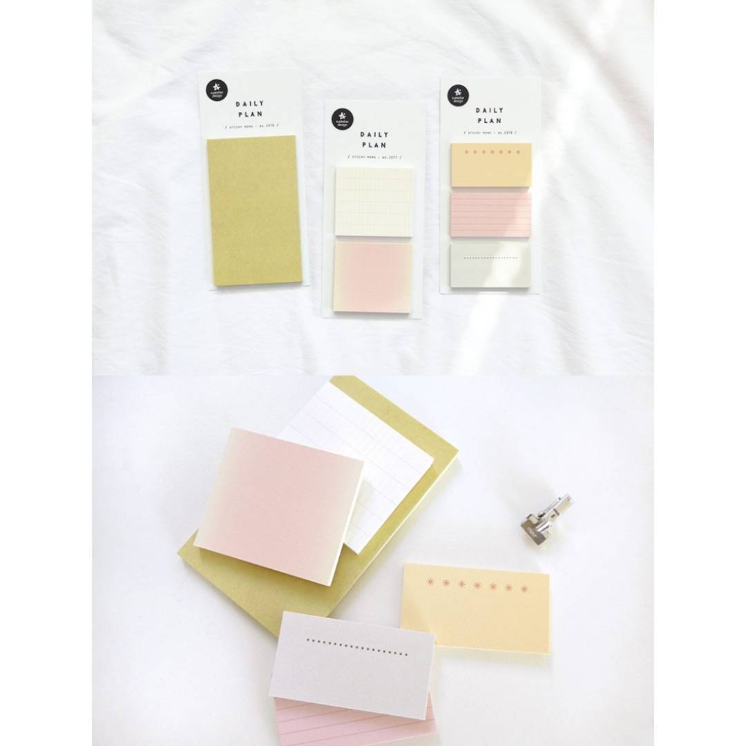 Suatelier Daily Plan .64 Sticky Notes – minimalist memo pad in soft tone, 55 × 30 mm, 40 sheets, for planners and desk notes.