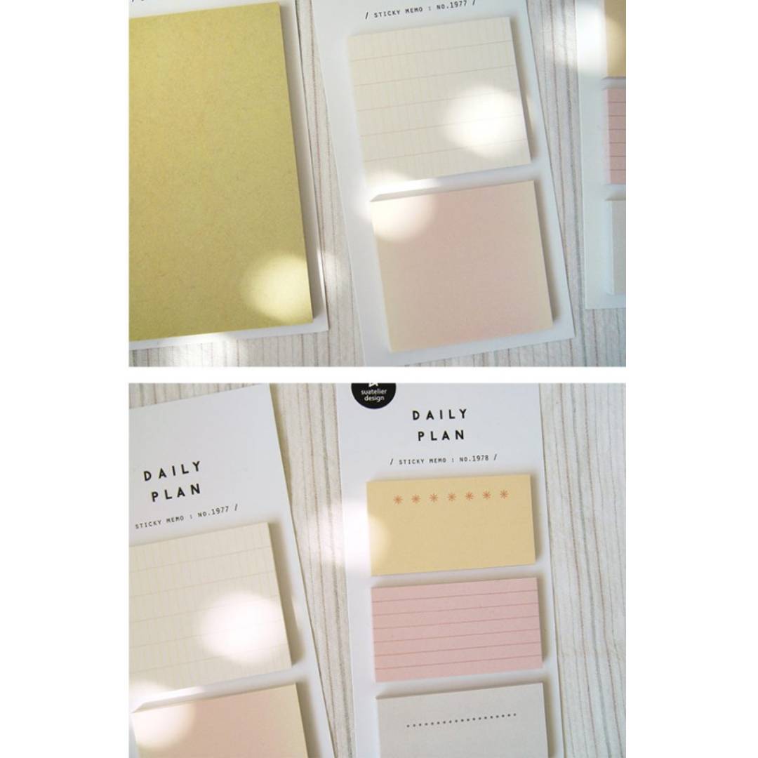 Suatelier Daily Plan .64 Sticky Notes – minimalist memo pad in soft tone, 55 × 30 mm, 40 sheets, for planners and desk notes.
