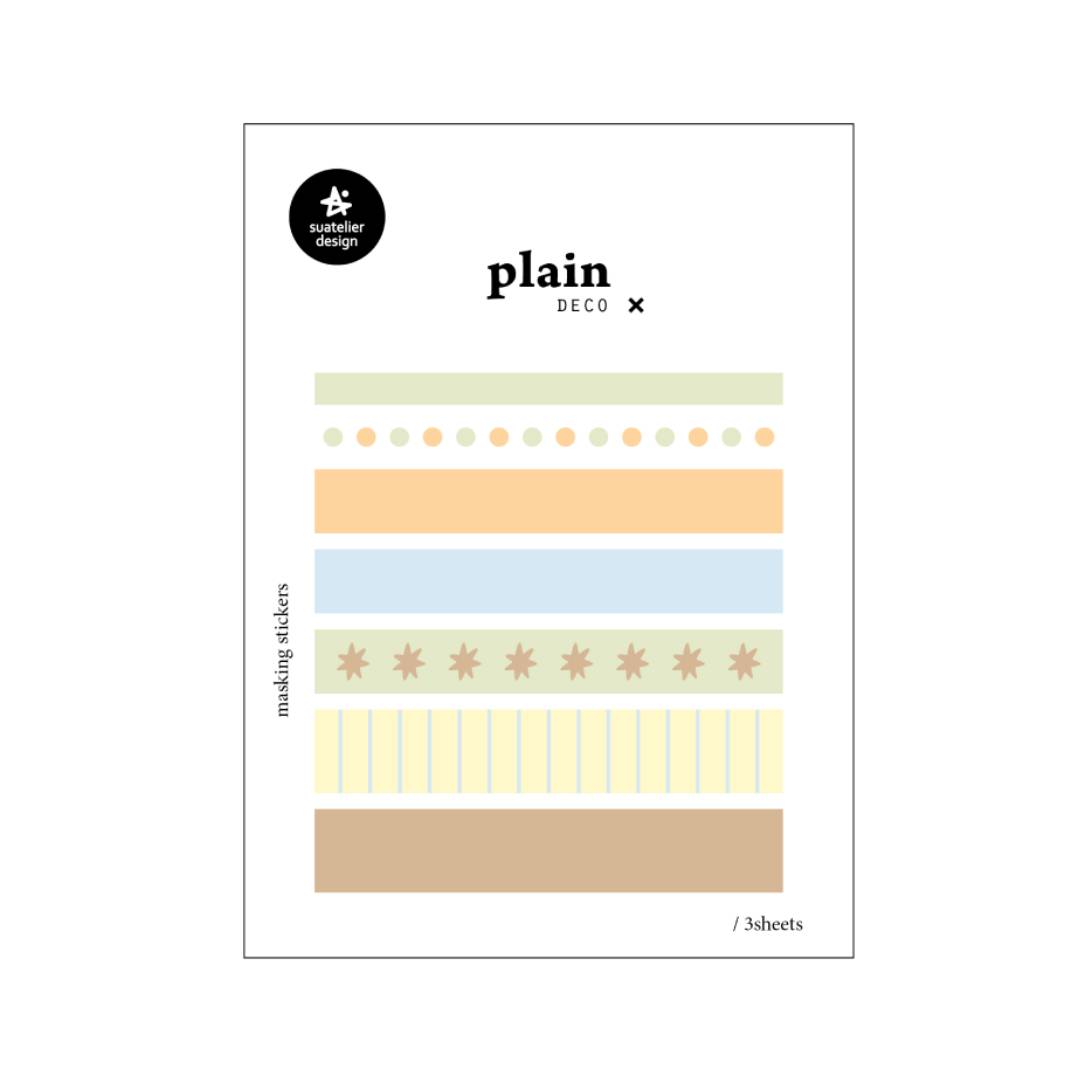 Suatelier Plain Deco Sticker Plain.79 minimalistic stickers that offer endless possibilities for decorating planners, journals, scrapbooks, and more.