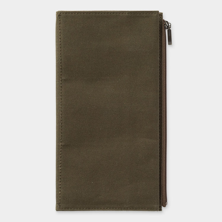 Traveller's Notebook Insert (normale Größe) - Baumwoll-Reißverschluss-Etui Olive