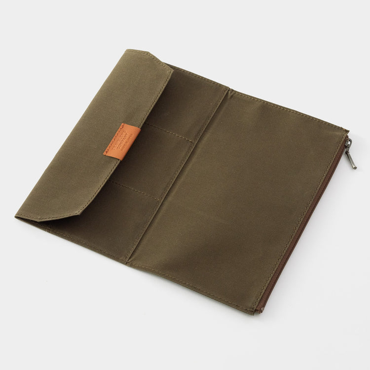 Traveller's Notebook Insert (normale Größe) - Baumwoll-Reißverschluss-Etui Olive